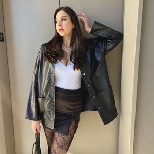 Leather jacket w/ silver buttons and pockets